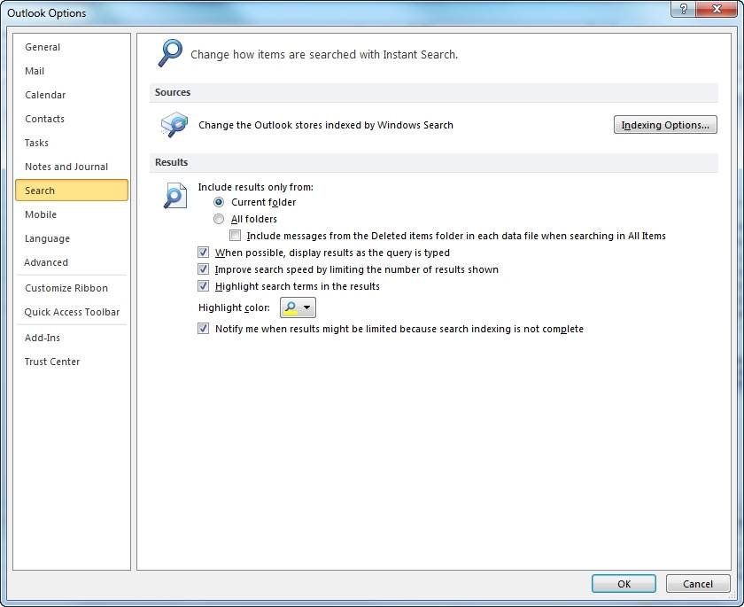 howto rebuild outlook search index howto rebuild outlook search index
